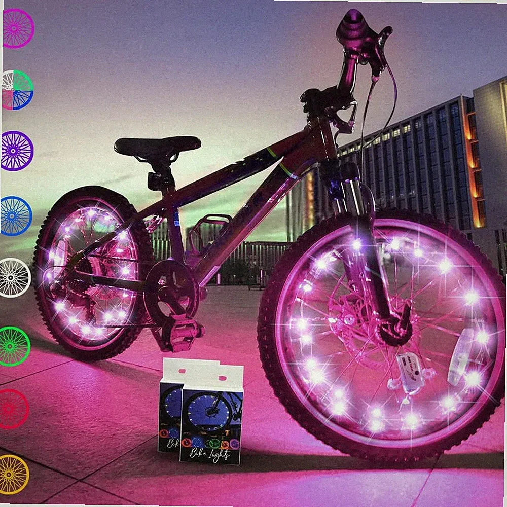 2 Tire Pack LED Bike Wheel Lights Ultra Bright Waterproof Bicycle Spoke Lights C