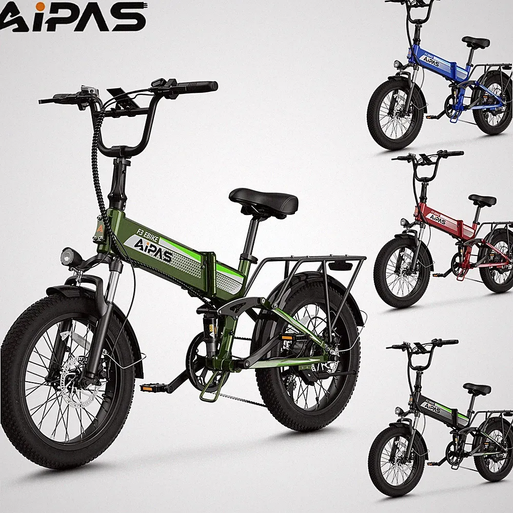 Aipas 20" Fat Tire 1500W 48V/12.8AH Electric Folding E-Bike Bicycle for Adults