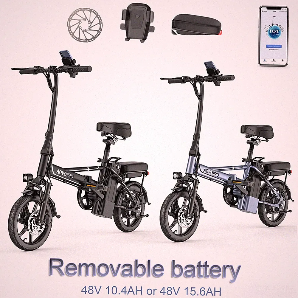 AOVOPRO 14INCH Lightweight Folding Electric Bike Bicycle Commuting 10.5ah/15.6ah
