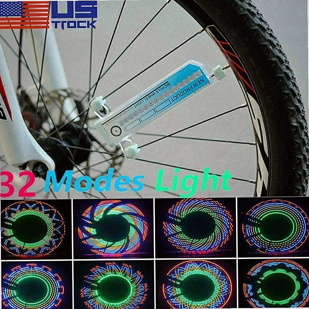 Bicycle Bike Wheel Lights Multicolor in 32 LED String Fits any Spoke Rim Tires