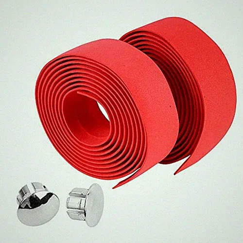 Bicycle Handlebar Tape with Bar Plugs, Bike Handle Grip Tapes Fixed Gear red