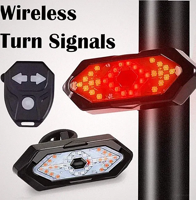 Bike LED Turn Signal Light USB Rechargeable Wireless Remote Control Tail Light
