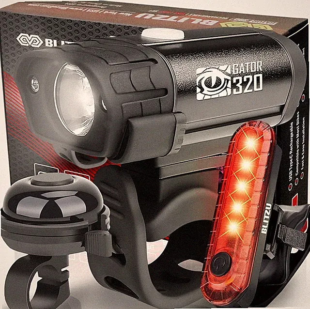 Bike Lights, Super Bright Bicycle USB-C Rechargeable Headlight, Taillight & Bike