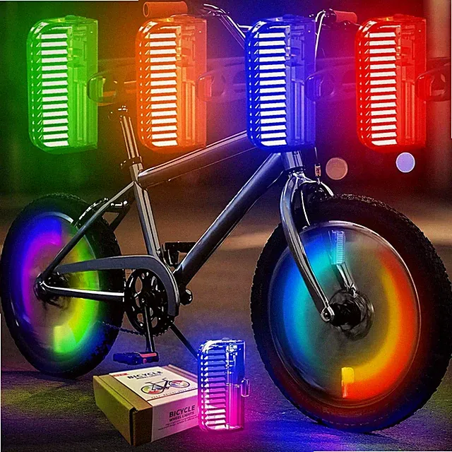 "Bike Wheel Lights Rechargeable 2 or 4pack, Adults Kids Bike Lights for Wheels 7
