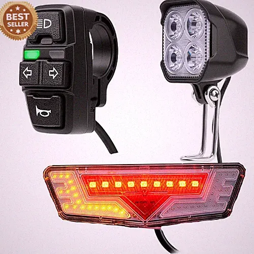 Ebike Light Kit, 24V 36V 48V Electric Bicycle Headlight & Taillight with Turn Si