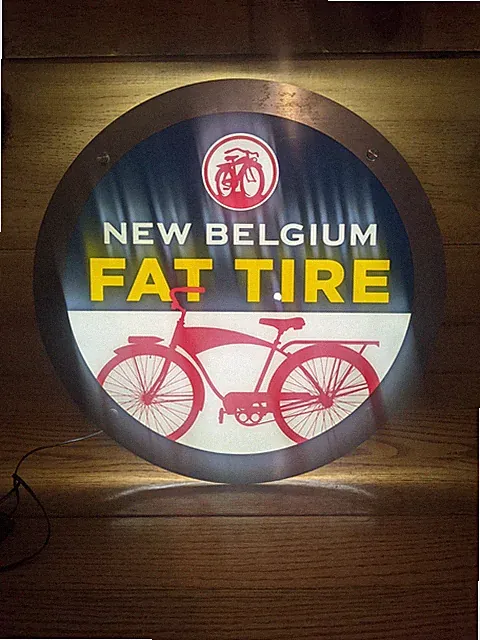 Fat Tire Beer Bike Bicycle Led Light Bar Sign Game Room New Belgium