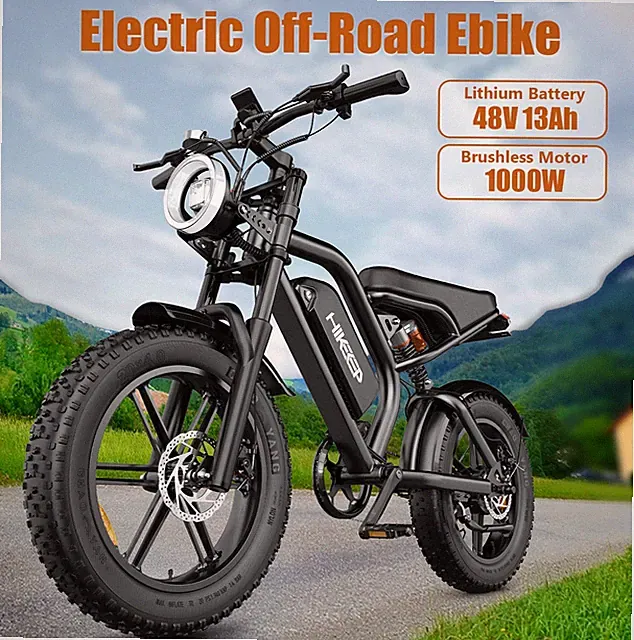 Hikeep Electric Bike 1500W Peak 20" Dirt Ebike Fat Tire 48V 15Ah for Adults bike
