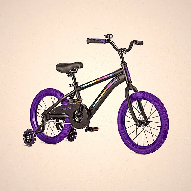 JETSON LIGHT RIDER 16" KIDS' LIGHT UP BIKE ADJUSTABLE HANDLEBAR - BLACK/PURPLE