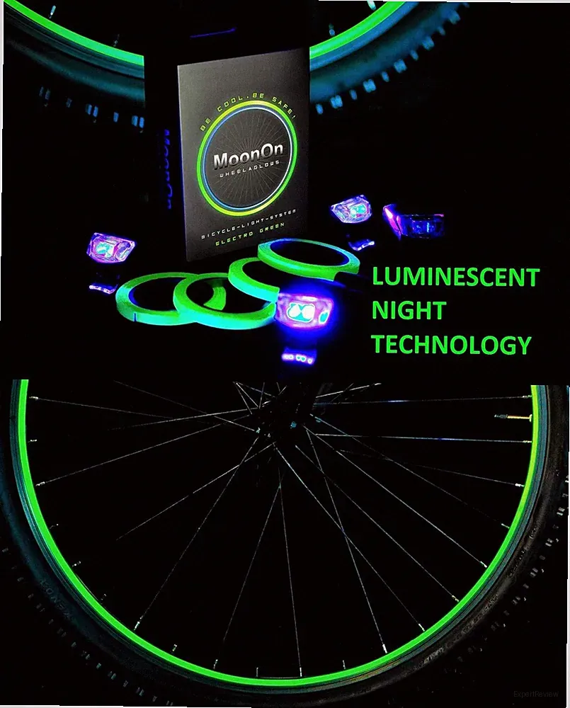 MoonOn Bicycle Luminescent LED UV Light System Rim Wheel Glow in Dark Bike Green