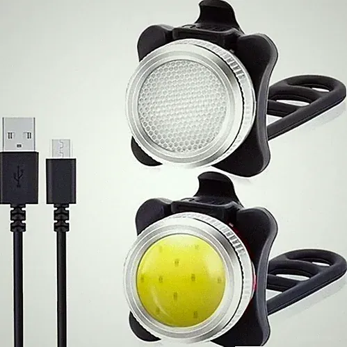 Mountain Bike Lights USB Rechargeable Bicycle LED Torch Front Rear Lamp Set