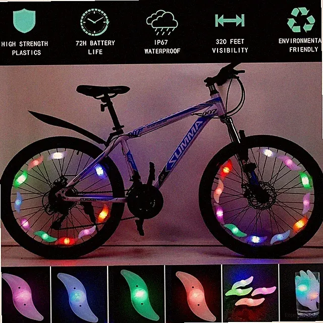 NEW Bicycle Bike Wheel Lights COLOR in 1 LED String Fits any Spoke Rim Tires