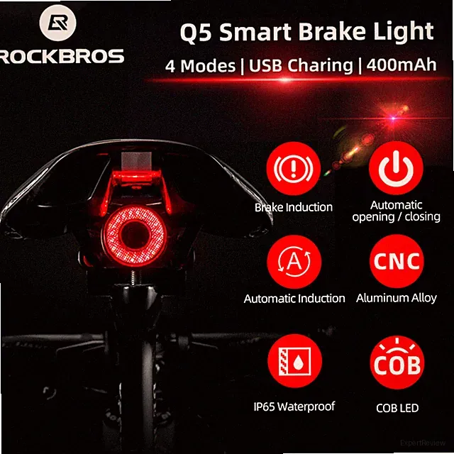 ROCKBROS Bicycle Taillights Smart Brake Sense Light Auto On ＆ Off LED Lights