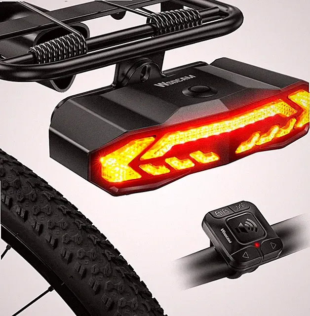 Smart Bike Tail Light for Cargo Rack with Turn Signals and Brake Black
