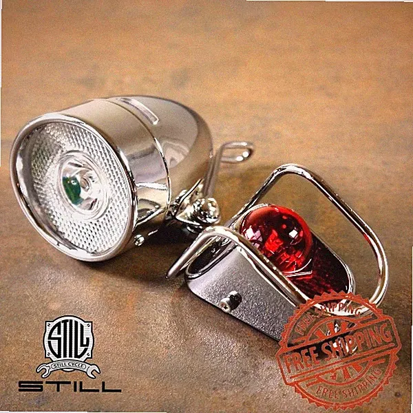 Still Vintage Metal Classic Road City Bicycle LED Front/Rear Safety Light Lamp