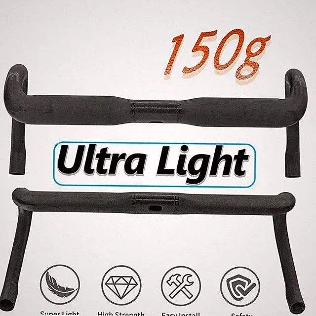 Ultra Light Gravel Road Bike Carbon Fiber Handlebar Internal Cabling 31.8mm