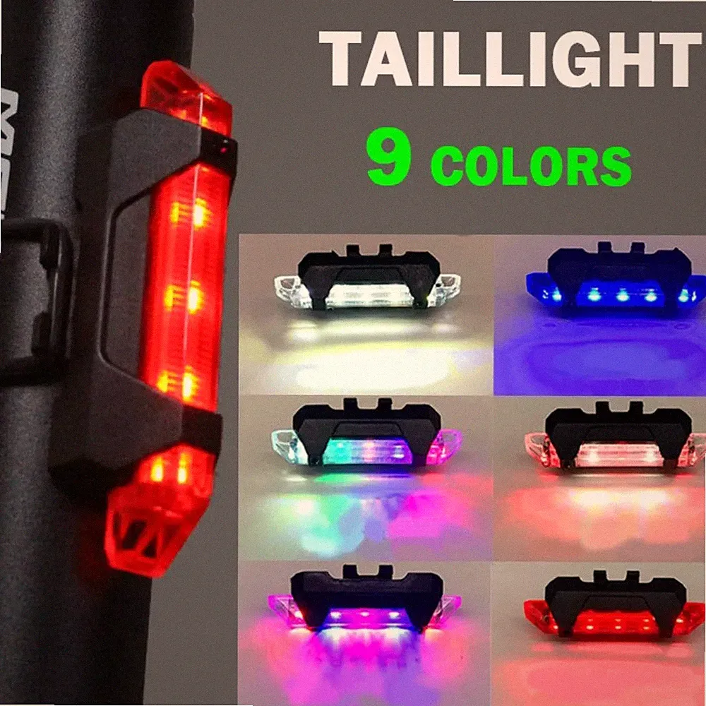 USB Rechargeable City Mountain Bike Bicycle Light Waterproof Colorful Bike Light