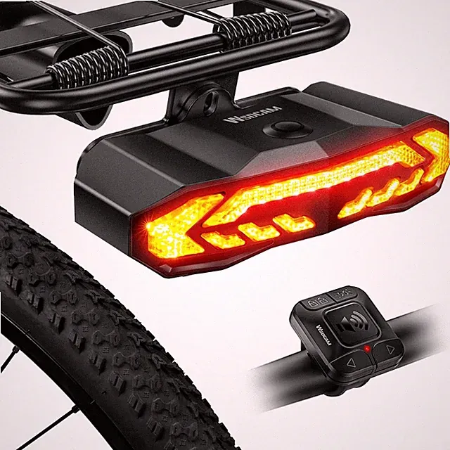 WSDCAM Smart Bike Tail Light for Cargo Rack with Turn Signals and Brake Light, A